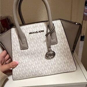 Michael Kors Cream and Gray Satchel